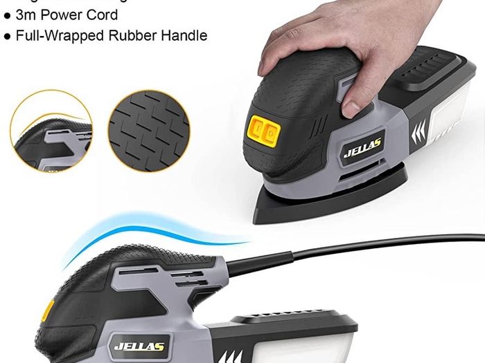 Detail Mouse Sander, 220W Compact Sander Machine for Wood, 13,000 RPM Sanders with Dust Collection, 12PCS Standard Sandpapers, 4 Finger Attachment and Sanding Pad Included (FREE POSTAGE)