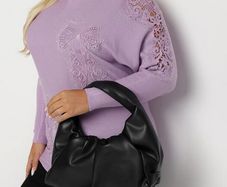 Stunning Knit Top with Lace & Gems size 18