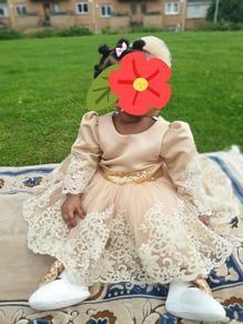 Gold 1st birthday dress, special occasion outfit , princess dress