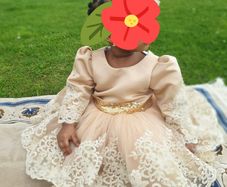 Gold 1st birthday dress, special occasion outfit , princess dress