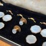 Art Deco 1930s Mother of Pearl 4 Tuxedo Shirt Studs 2 Vest Studs with Matching Double-Sided Cufflinks in Original Box Image 2