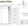 Chest of Drawers Bedroom with Hanging Rail, 110x30x106cm, White  Built-in LED Lighting and Power Socket, Reversible 6-Drawer Design, Fabric Chest of Drawers for Bedrooms and Living Rooms Image 3