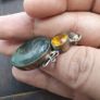 Vintage 925 Sterling Silver Lazard Design Shell & Fluorite Stone Pendant Set Of 2 Image 7