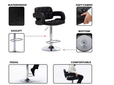 Mercury PU Swivel Faux Leather Breakfast Kitchen Bar Stool Pub Barstool (Black-PU)