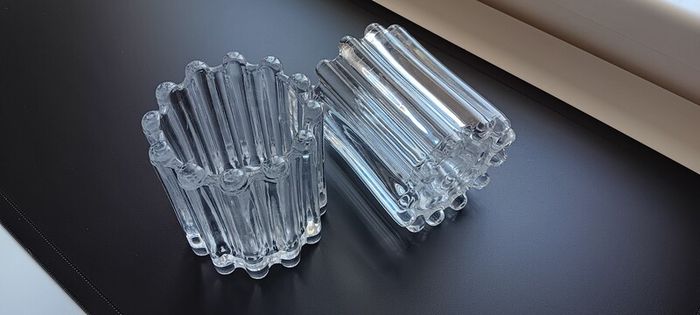 2 Art Deco Glass Candle Holders
