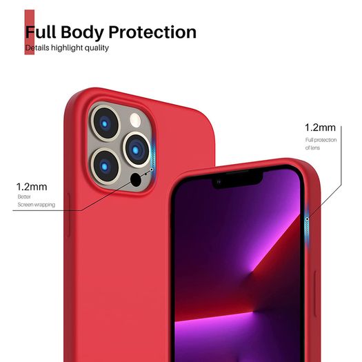 Liquid Silicone Shockproof Case For iPhone 13 Pro Max Luxury Soft Phone Cover Red New - FHT5IP13PMLK