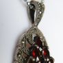 Vintage Beautiful Sterling Silver 925 Pendant With Garnet & Marcasite 18"  Chaine 10,7g Image 7