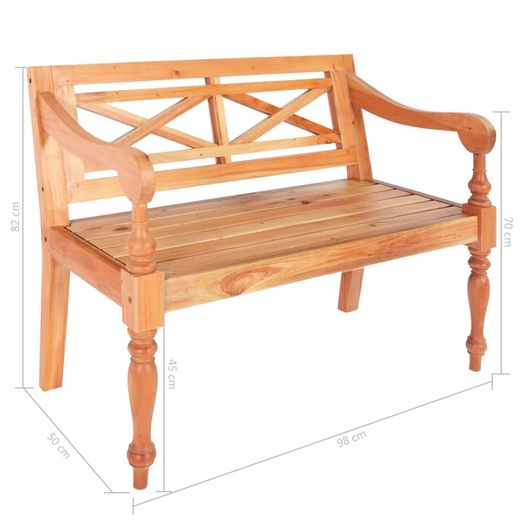 Batavia Bench 98 cm Solid Mahogany Wood Light Brown