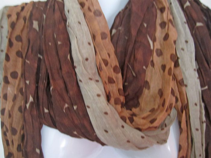 Fashion Polka Dot 3 Shades Dark Coffee Brown Scarf