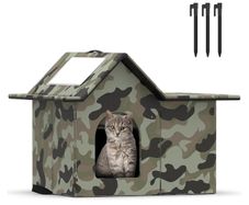 Cat House Weatherproof, Large Feral Cat House for Winter, Collapsible Outdoor Cats Shelter in Winter with Door and Soft Mat, Easy to Assemble