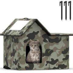 Cat House Weatherproof, Large Feral Cat House for Winter, Collapsible Outdoor Cats Shelter in Winter with Door and Soft Mat, Easy to Assemble