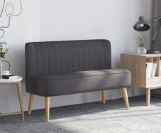 2-Seater Sofa, Soft Padding, Easy-Care Cover, up to 220 kg, 117 x 56.5 x 77 cm, Dark Grey