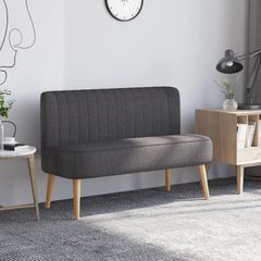 2-Seater Sofa, Soft Padding, Easy-Care Cover, up to 220 kg, 117 x 56.5 x 77 cm, Dark Grey