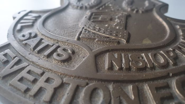 Antique Everton Football Club Shield Logo Solid Cast Brass RARE