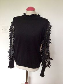 Stunning Quiz Black Jumper see through detailed arms size L includes post