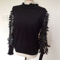 Stunning Quiz Black Jumper see through detailed arms size L includes post