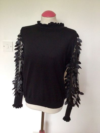 Stunning Quiz Black Jumper see through detailed arms size L includes post