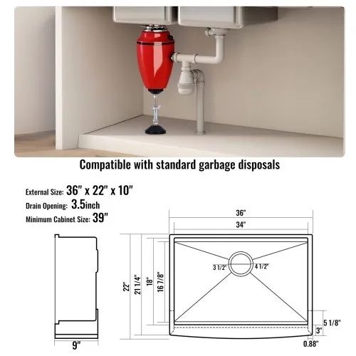 Farmhouse Kitchen Sink, 304 Stainless Steel Drop-In Sinks, Top Mount Single Bowl Basin with Ledge & Accessories, Household Dishwasher Sinks