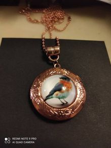 Handmade rosegold robin locket