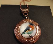 Handmade rosegold robin locket