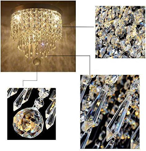 Modern Elegant Crystal Chandelier Lighting,K9 Ceiling Chandeliers Lights, 250mm, Beaded Light Shade with Clear Acrylic Jewel Droplets,Flush Mount LED Ceiling Light for Dining Room Bedroom Livingroom