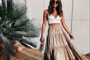 gold zara maxi skirt