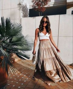 gold zara maxi skirt