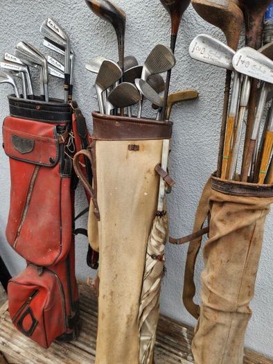 Antique golf clubs. Three bags and thirty clubs . ONE LOT ONLY .