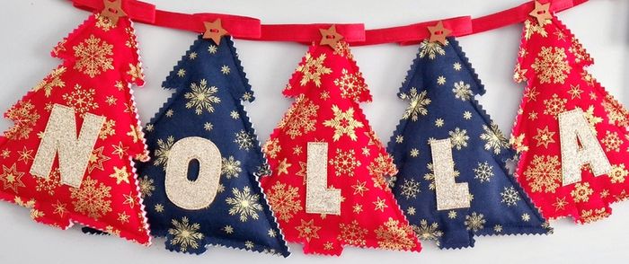 Padded Christmas Trees Bunting "Nollaig "