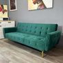 Luxury Velvet Sofa Bed with Golden Legs green Image 3