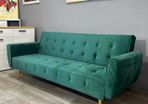 Luxury Velvet Sofa Bed with Golden Legs green