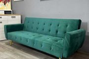 Luxury Velvet Sofa Bed with Golden Legs green