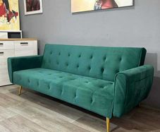 Green Sofa Bed with Golden Legs