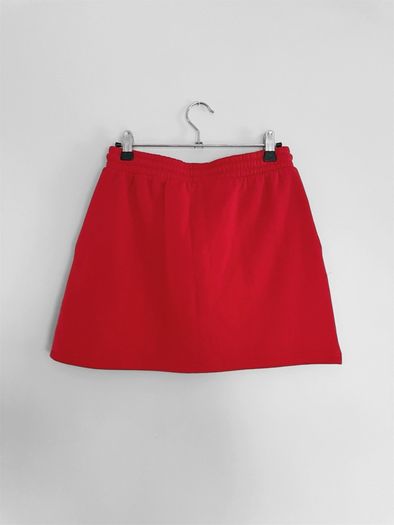 New Zara Vibrant Cherry Red Jersey Mini Skirt - Drawstring Waist