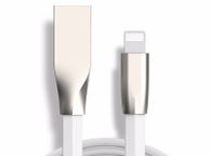 main image for ad White 1m Zinc Alloy Data Sync / Lightning USB Cable for iPhone 7 6 6s Plus 5