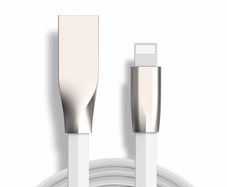 White 1m Zinc Alloy Data Sync / Lightning USB Cable for iPhone 7 6 6s Plus 5
