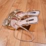 Be Mine Gold Metallic Shimmer Block Heel Sandals Bow Detail 8UK/42EU/26.5cm Image 4
