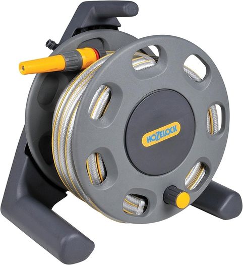 Compact Hose Reel 20m : Integrated Handle, Supplied with 15m of Multi-purpose Hose, Fittings and Nozzle, Max. Capacity 30m