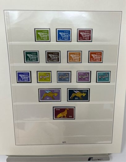 1972-91 Ireland Mint Never Hinged Stamp Collection in Lindner Album. Contained on 56 Lindner Album Pages. 58 Images.
