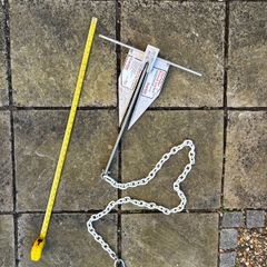 Anchor, ladder, and paddle for RIB, Zodiac, or small boat.
