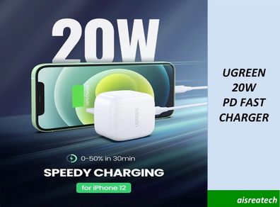 Ugreen 20w Pd Fast Charge Type-c Adapter Plug Iphone 12 iPhone 13 Charger