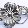 Vintage silver filigree flower brooch Image 10