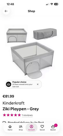 playpen Kinderkraft Ziki Playpen - Grey