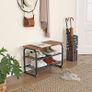 Shoe bench Shoe cabinet in industrial design, shoe rack with 2 grid shelves, rounded frame, easy assembly, stable, space-saving, narrow, wood look, vintage Image 2