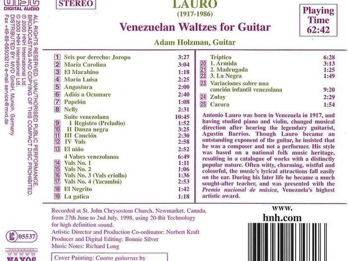 Antonio Lauro. Venezuelan Waltzes for Guitar. CD. Free Postage!