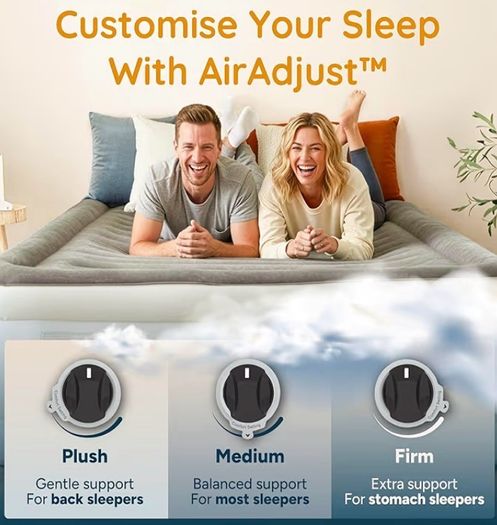 Luxury Air Bed Double with Built In Pump Good Housekeeping Winner 2026, Self Inflating Blow Up Mattress, USB Charging Nightlight, Inflatable Air Mattress for Guests