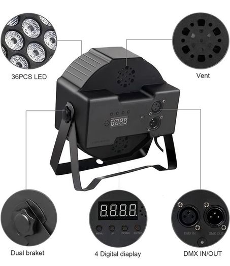 Par Light, RGB 36 LED Stage Lights Sound Activated DMX Control, 7 Modes Uplighting Lights with Remote Control Stage Lighting, DJ Par Party Lights for Club KTV Disco Party (FREE POSTAGE)