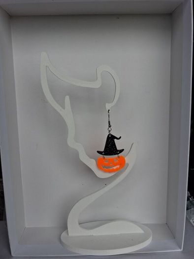 Glitter Witch Hat Jack O' Lantern Pumpkin Earrings