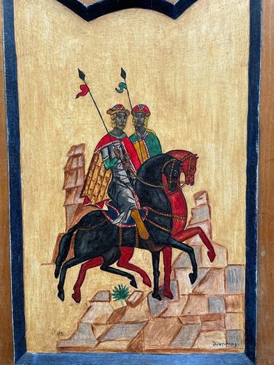 Hand Painted Folk Art Icon - Saints Boris and Gleb