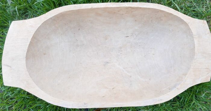 Antique Wooden Dough Bowl - Rare Bread Trough - Primitive Hand Carved Trencher Bowl - Country Wooden Bowl - Farmhouse Decor 20" x 10"